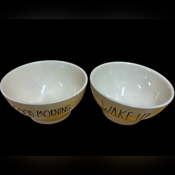 Rae Dunn WAKE UP & GOOD MORNING cereal bowls-Breakfast soup bowls His & Hers -2 - Picture 4 of 6